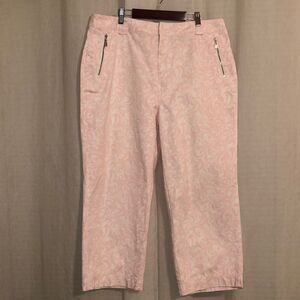 Kate Hill 16 Blush Pink White Cotton Capri Pants
